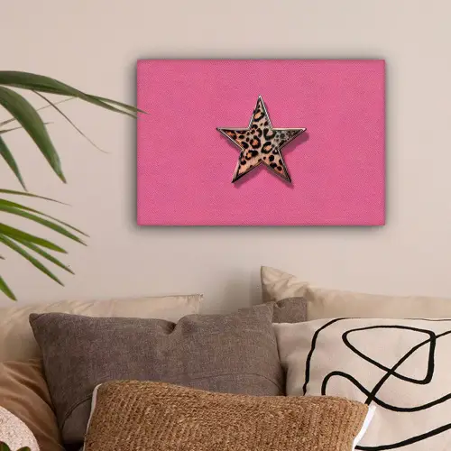 Ster - Luipaard - Print - Roze canvas 2cm klein -sfeer1