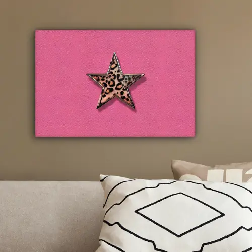 Ster - Luipaard - Print - Roze canvas 2cm klein -sfeer3