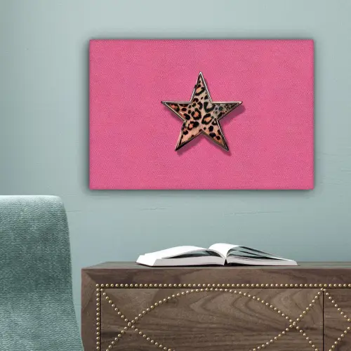 Ster - Luipaard - Print - Roze canvas 2cm klein -sfeer4