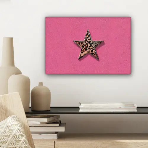 Ster - Luipaard - Print - Roze canvas 2cm klein -sfeer6
