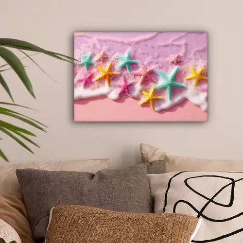 Zeesterren - Strand - Golven canvas 2cm klein -sfeer1