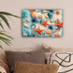 Zeesterren - Schelpen - Illustratie - Zand canvas 2cm klein -sfeer1