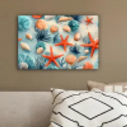 Zeesterren - Schelpen - Illustratie - Zand canvas 2cm klein -sfeer3