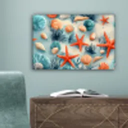 Zeesterren - Schelpen - Illustratie - Zand canvas 2cm klein -sfeer4