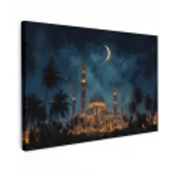 Sterrenhemel - Maan - Palmbomen - Moskee canvas 2cm klein -z3d