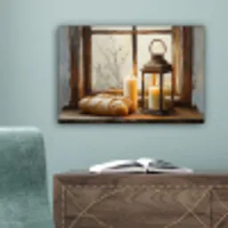 Stilleven - Rustiek - Kaarsen - Broden - Raam canvas 2cm klein -sfeer4