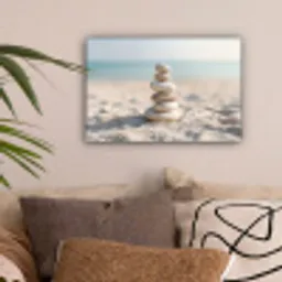 Stenen - Stapel - Zand - Zee canvas 2cm klein -sfeer1