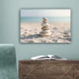 Stenen - Stapel - Zand - Zee canvas 2cm klein -sfeer4