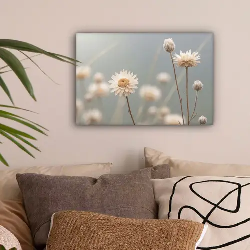 Strobloemen - Wit - Daglicht canvas 2cm klein -sfeer1