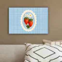Aardbeien - Lijst - Rood - Geruit canvas 2cm klein -sfeer3