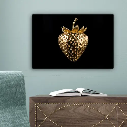 Aardbei - Goud - Zwart - Chrome canvas 2cm klein -sfeer4