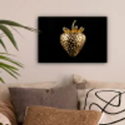 Aardbei - Goud - Zwart - Chrome canvas 2cm klein -sfeer1