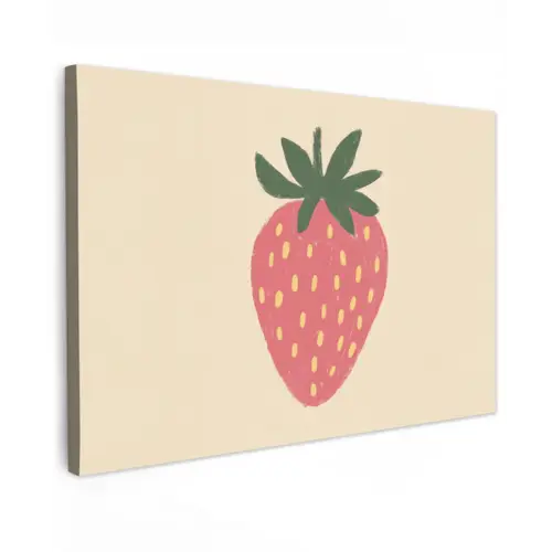 Aardbei - Minimalistisch - Rood - Fruit canvas 2cm klein -z3d