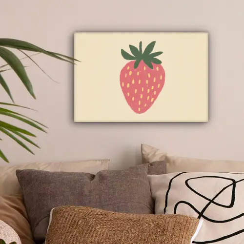 Aardbei - Minimalistisch - Rood - Fruit canvas 2cm klein -sfeer1