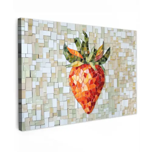 Aardbei - Rood - Mozaïek - Fruit canvas 2cm klein -z3d