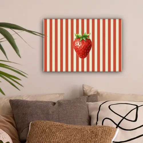 Aardbei - Strepen - Rood canvas 2cm klein -sfeer1