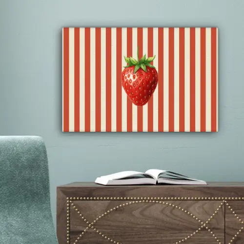 Aardbei - Strepen - Rood canvas 2cm klein -sfeer4