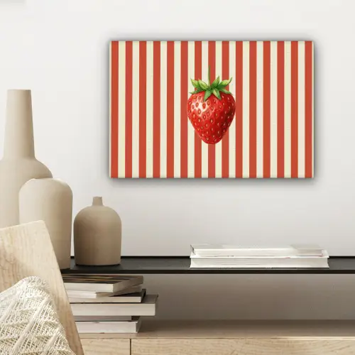 Aardbei - Strepen - Rood canvas 2cm klein -sfeer6