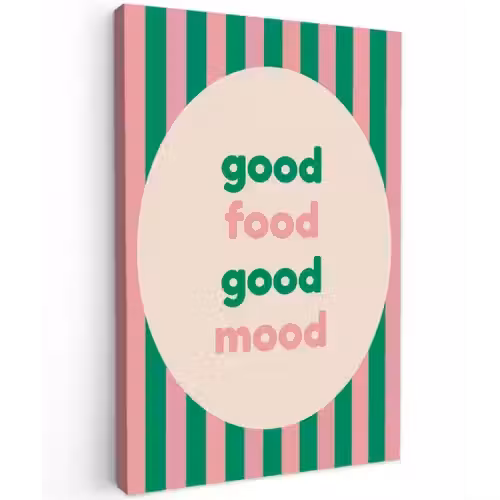 Gestreept - Quote - Ovaal - Roze canvas 2cm klein -z3d