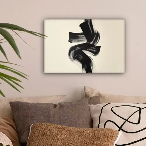 Strepen - Zwart - Abstract canvas 2cm klein -sfeer1