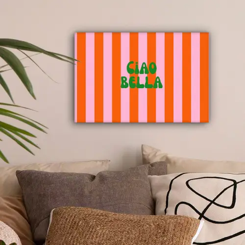 Strepen - Oranje - Verticaal - Ciao bella canvas 2cm klein -sfeer1
