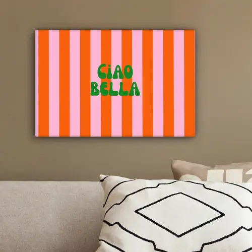 Strepen - Oranje - Verticaal - Ciao bella canvas 2cm klein -sfeer3