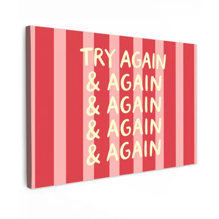 Strepen - Rood - Try again canvas 2cm klein -z3d