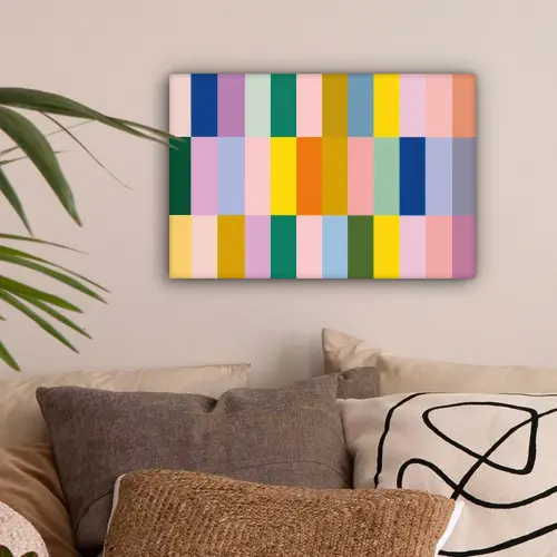 Stroken - Blauw - Patroon - Abstract canvas 2cm klein -sfeer1