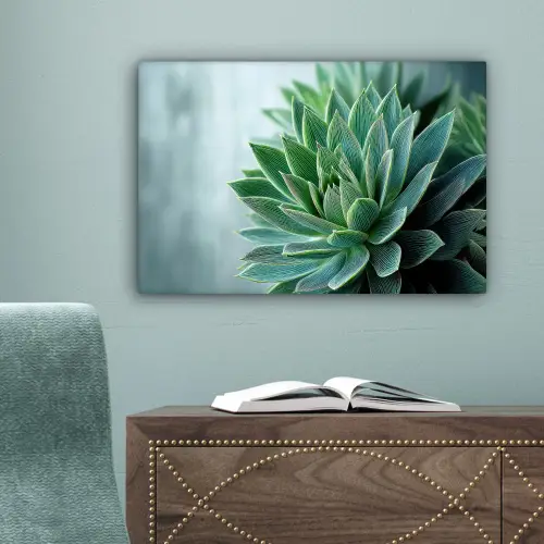 Vetplant - Bladeren - Groen - Wazig canvas 2cm klein -sfeer4