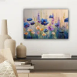 Zomers - Wilde bloemen - Penseelstreken canvas 2cm klein -sfeer6