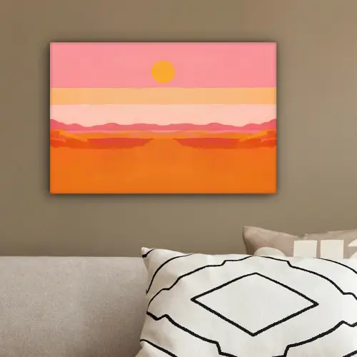 Zon - Abstract - Landschap - Oranje canvas 2cm klein -sfeer3