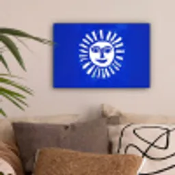 Zon - Gezicht - Penseelstructuur - Blauw canvas 2cm klein -sfeer1