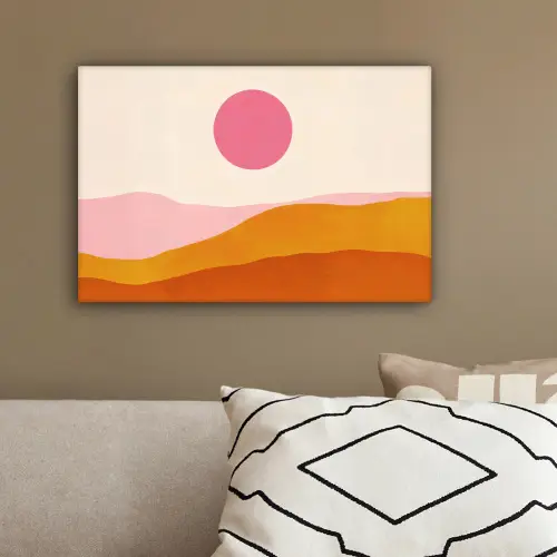 Zon - Heuvels - Abstract - Roze canvas 2cm klein -sfeer3