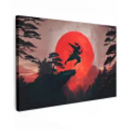Zon - Krijger - Bomen - Bergen canvas 2cm klein -z3d