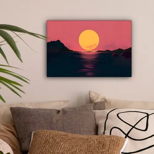 Zon - Geel - Bergen - Water canvas 2cm klein -sfeer1