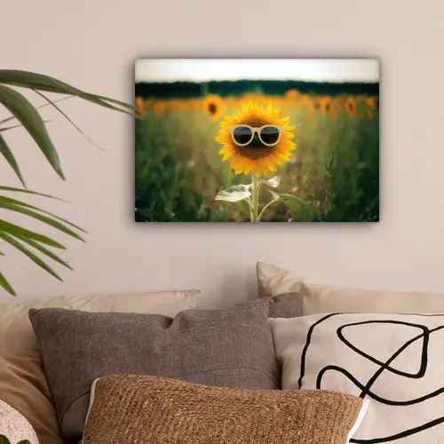 Zonnebloem - Veld - Zonnebril canvas 2cm klein -sfeer1