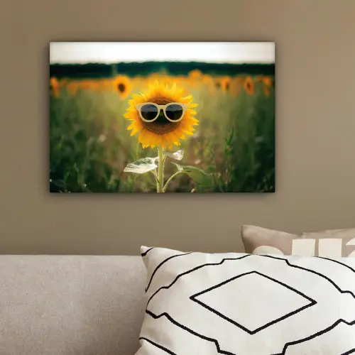 Zonnebloem - Veld - Zonnebril canvas 2cm klein -sfeer3