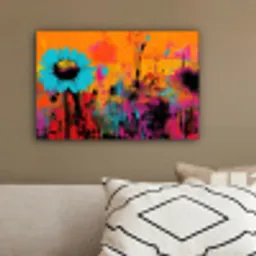 Zonnebloemen - Abstract - Oranje canvas 2cm klein -sfeer3