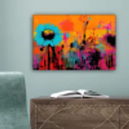 Zonnebloemen - Abstract - Oranje canvas 2cm klein -sfeer4