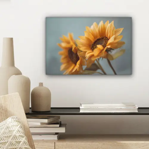 Zonnebloemen - Geel - Wazig canvas 2cm klein -sfeer6