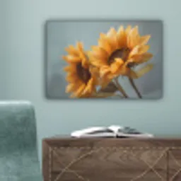 Zonnebloemen - Geel - Wazig canvas 2cm klein -sfeer4