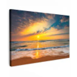 Zonsondergang - Strand - Zee - Wolken - Oranje canvas 2cm klein -z3d
