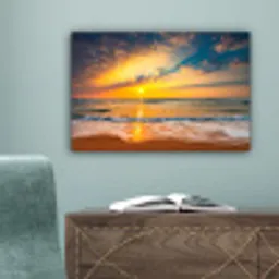 Zonsondergang - Strand - Zee - Wolken - Oranje canvas 2cm klein -sfeer4
