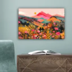 Zonsondergang - Bergvallei - Contrast canvas 2cm klein -sfeer4