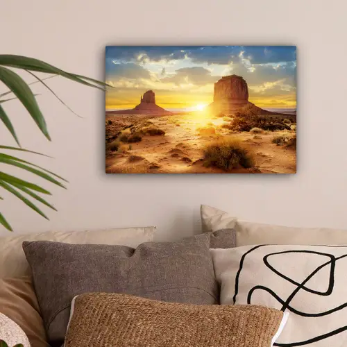 Zonsondergang - Rots - Landschap - Horizon canvas 2cm klein -sfeer1