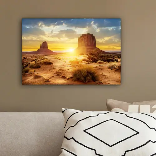 Zonsondergang - Rots - Landschap - Horizon canvas 2cm klein -sfeer3