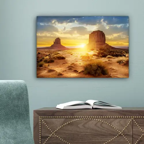 Zonsondergang - Rots - Landschap - Horizon canvas 2cm klein -sfeer4