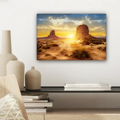 Zonsondergang - Rots - Landschap - Horizon canvas 2cm klein -sfeer6