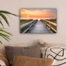 Zonsonderang - Zee - Pad - Gras - Duin - Vogels canvas 2cm klein -sfeer1