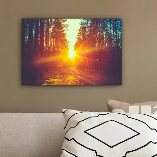 Zonsondergang - Bomen - Bos - Natuur canvas 2cm klein -sfeer3
